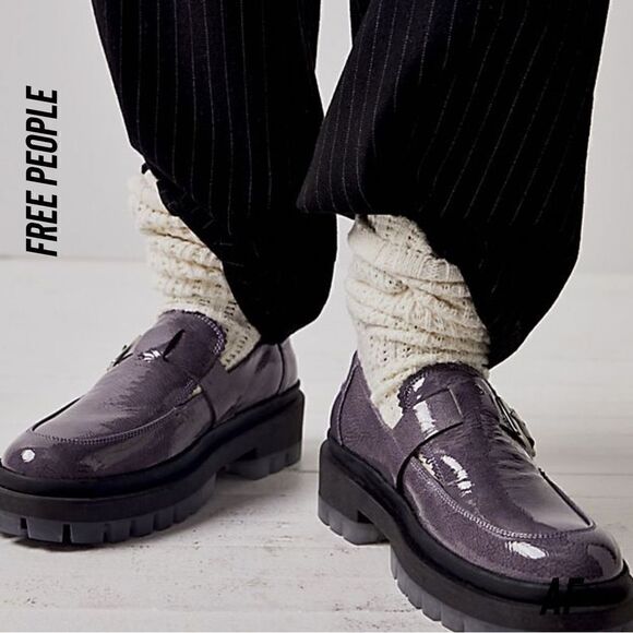 FREE PEOPLE MACKENZIE MARY JANE LOAFERS IN PURPLE NEW SIZE 40 - Picture 1 of 10